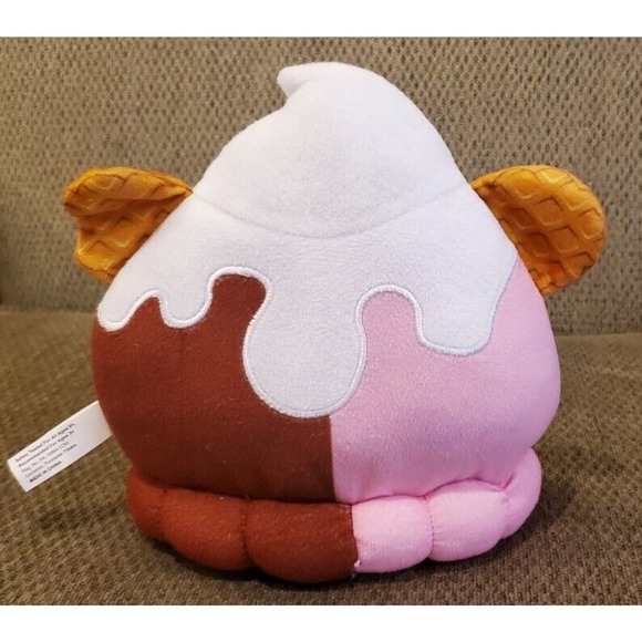 6.5" Num Noms Pink Brown White Ice Cream Waffle Ears Toy Factory Stuffed Toy - Picture 3 of 12